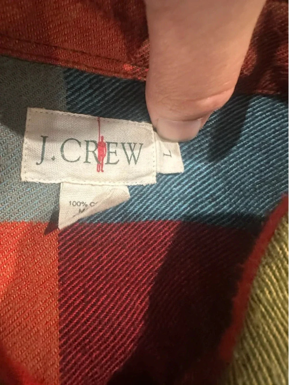 J.Crew Men’s Large Plaid Flannel Button Front Shirt Multicolor 100% Cotton